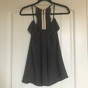 Zippered Racerback Gray Tank